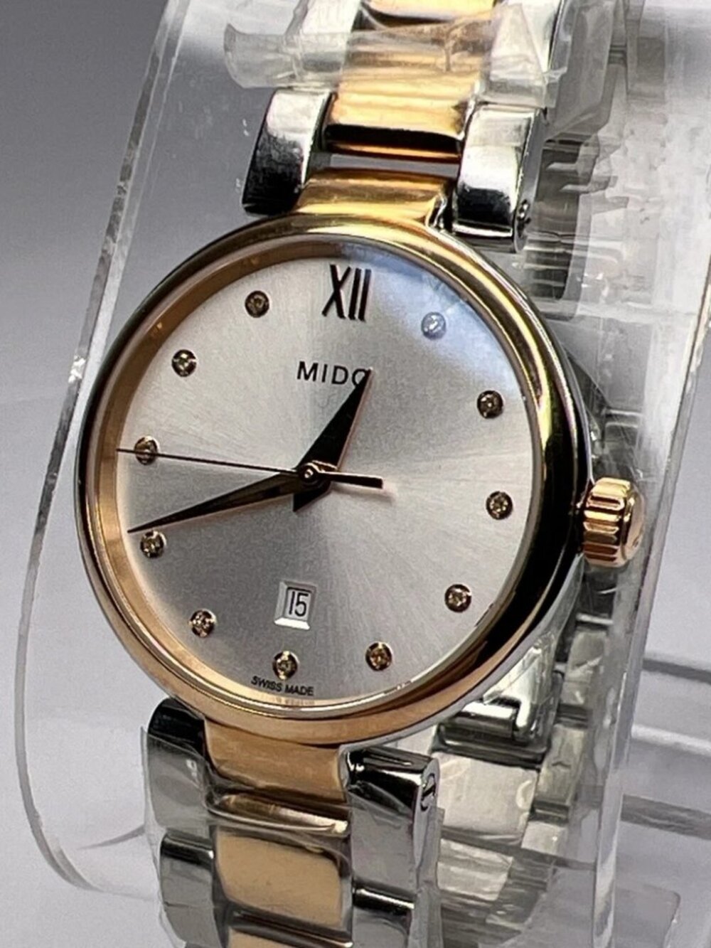 MIDO Diamond Baroncelli 29mm Rose Gold Tone Steel Women's Watch New Box & Papers